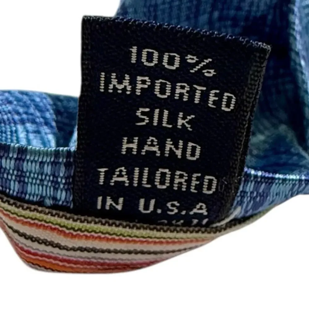 Ted Baker London Silk Tie Blue‎ on Blue Plaid Hand Tailored USA Preppy Academia